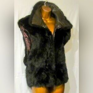 Andrew Marc New Zealand Dark Brown Opossum Fur Zip Leather